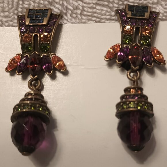 Heidi Daus Swarsovski facetted Amethyst drop earrings. - Picture 1 of 3